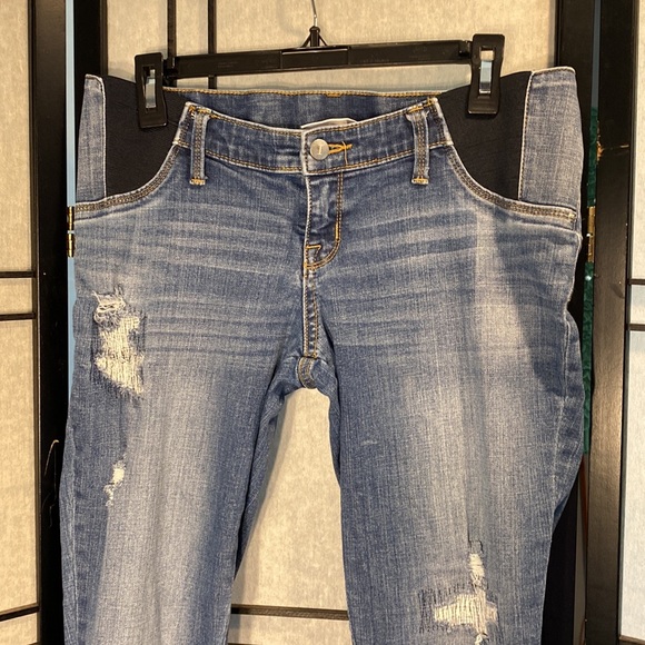 Isabel MATERNITY skinny jeggings size 6 distressed denim Pregnancy post Stretch - Picture 2 of 9
